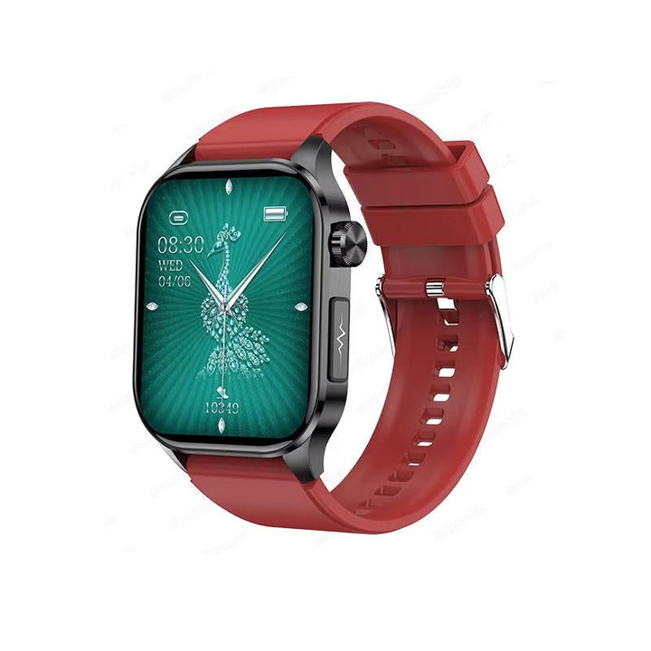 Smart wearable tech: fitness watch with heart rate, blood pressure, and SOS alert.