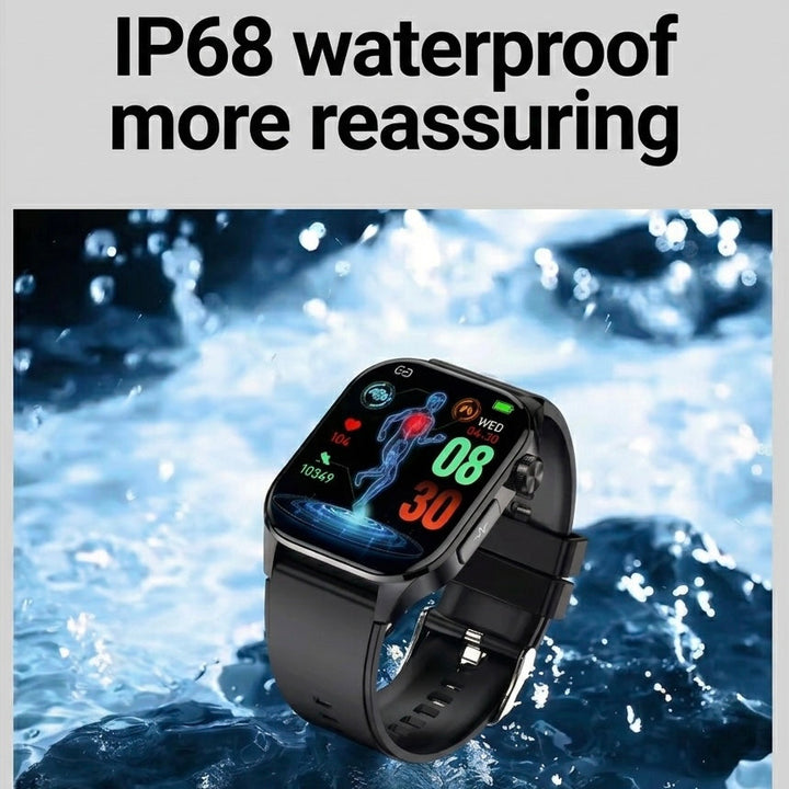 Sleek smartwatch with comprehensive health tracking, Bluetooth calling & waterproof design.