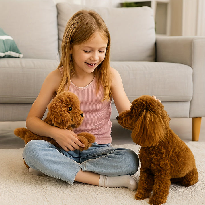 Soft 15.7in plush dog toy for children, a cute stuffed animal perfect as a huggable comfort toy or nursery decor.