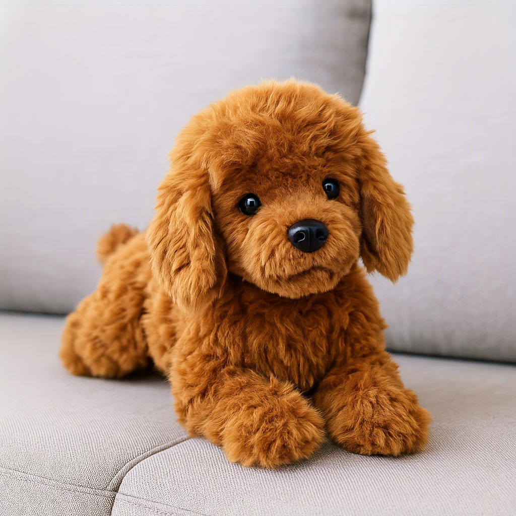 Huggable 15.7in plush dog teddy bear, a soft stuffed animal making an ideal child's gift and cozy nursery toy.