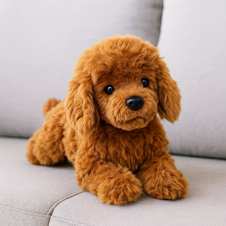 Huggable 15.7in plush dog teddy bear, a soft stuffed animal making an ideal child's gift and cozy nursery toy.