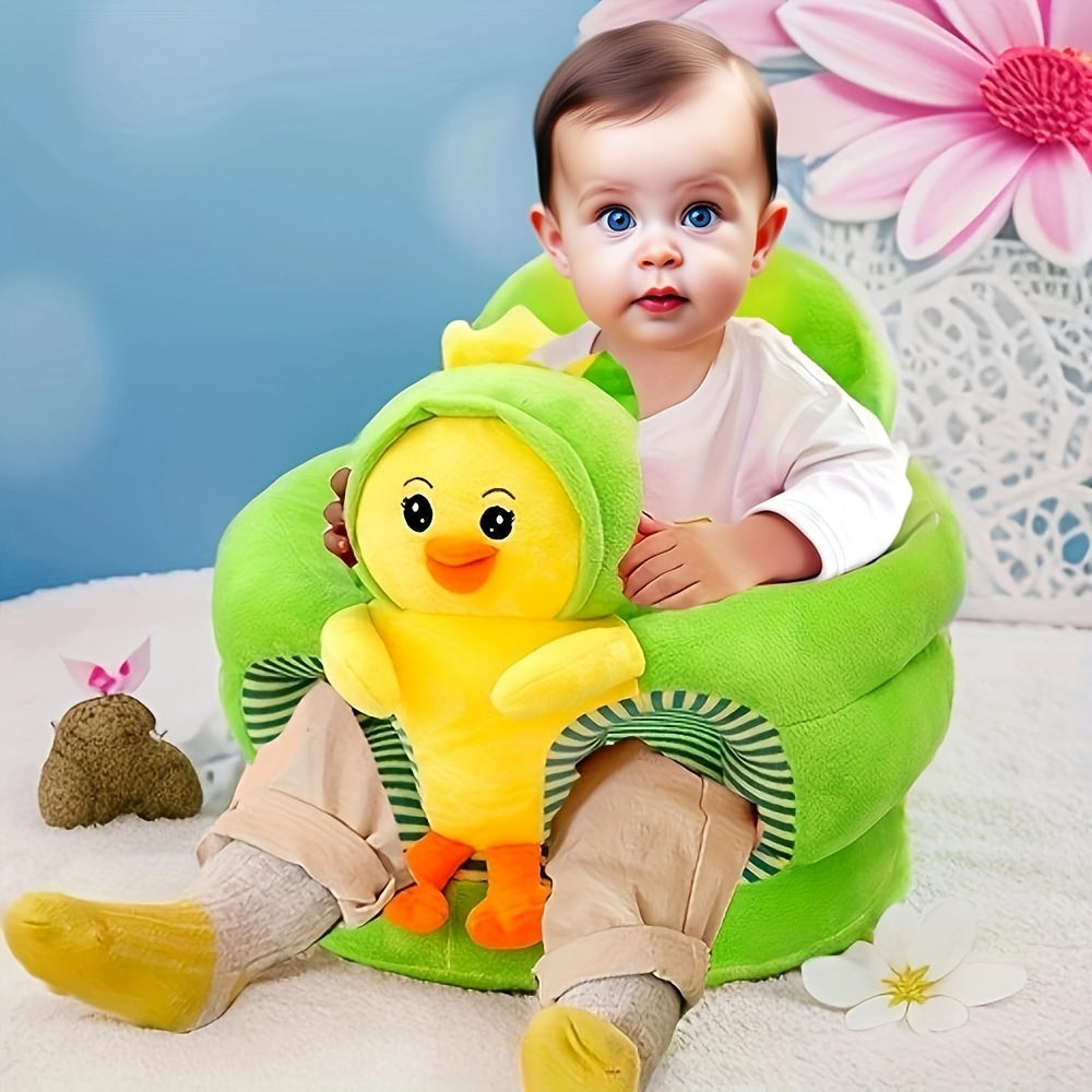 Fun animal-themed soft baby sitting chair, perfect for babies' first sitting and standing exploration.