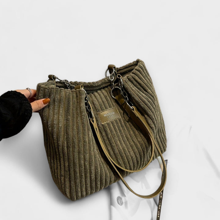 Soft corduroy shoulder bag for women, perfect for everyday comfort & casual style. Available in multiple colors.