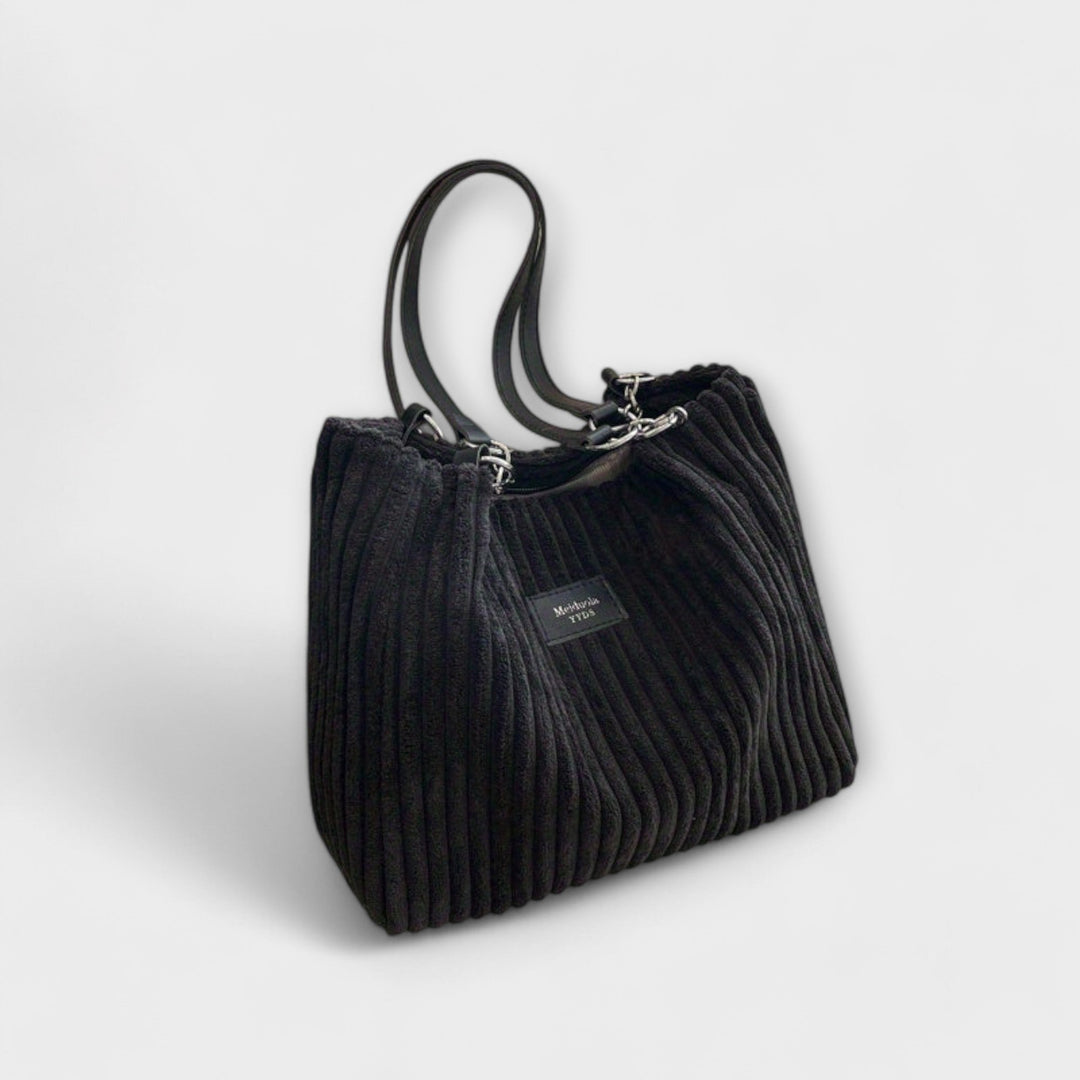 Green corduroy shoulder bag for women, a stylish everyday crossbody bag with a soft, comfortable feel.