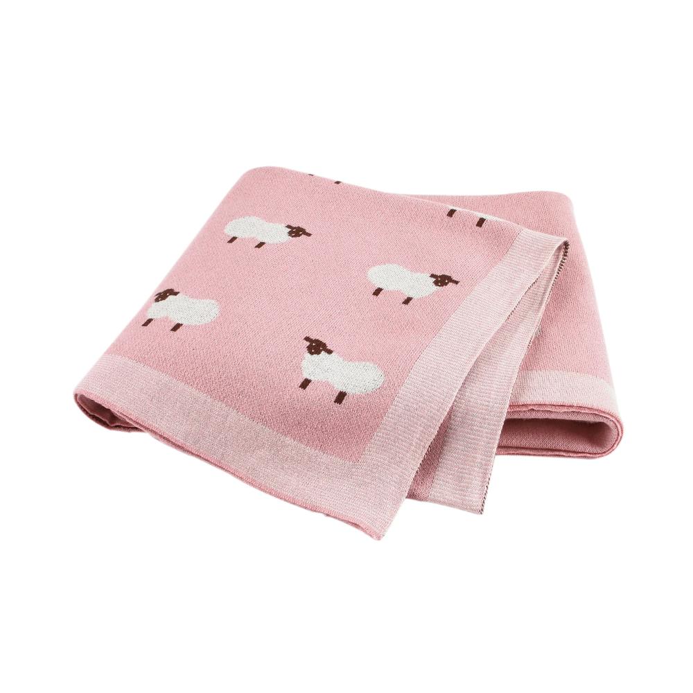 Soft cotton knit swaddle blanket for newborns, perfect for cozy infant wrapping.