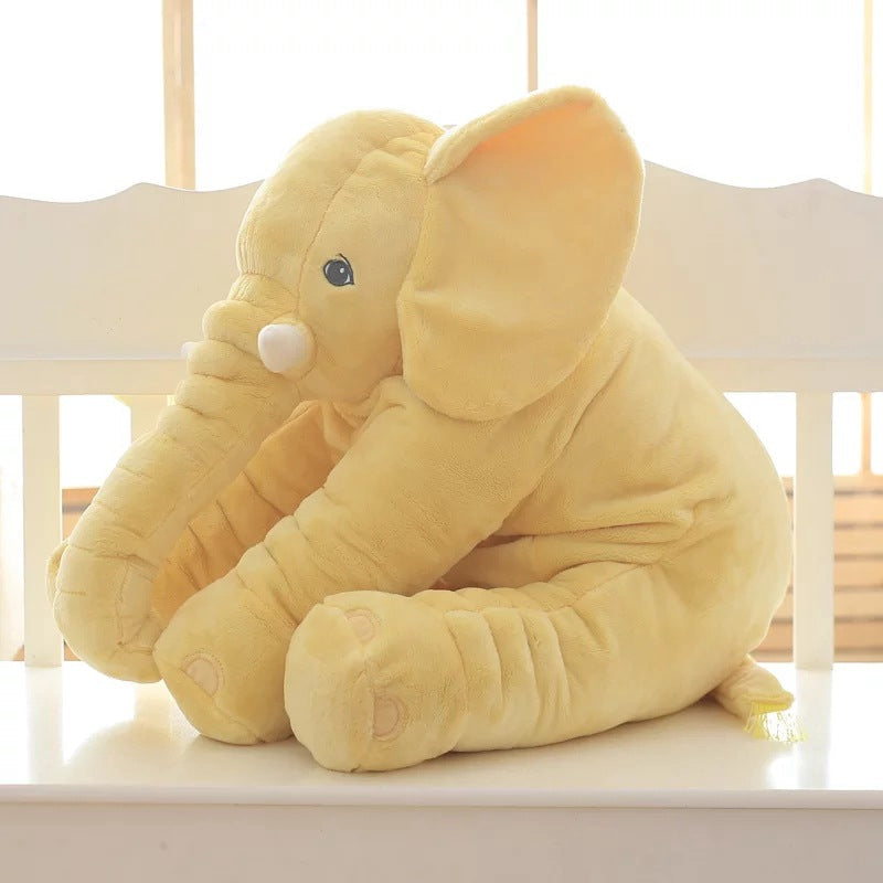 Gentle soft elephant pillow, ideal newborn comfort & cuddle buddy.