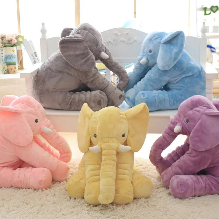 Adorable elephant baby pillow, versatile for snuggling, play & decor.