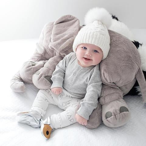 Adorable elephant cuddle pillow, great baby gift & nursery decor.
