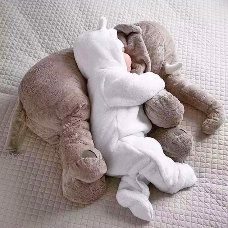 Soft elephant cuddle buddy pillow for infant snuggling comfort.