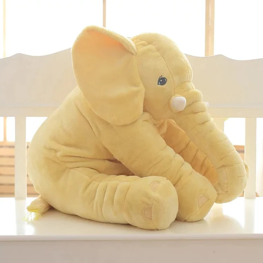 Ultra-soft gray elephant plush pillow, a cozy cuddle buddy for babies & toddlers. Perfect for nursery & playtime.