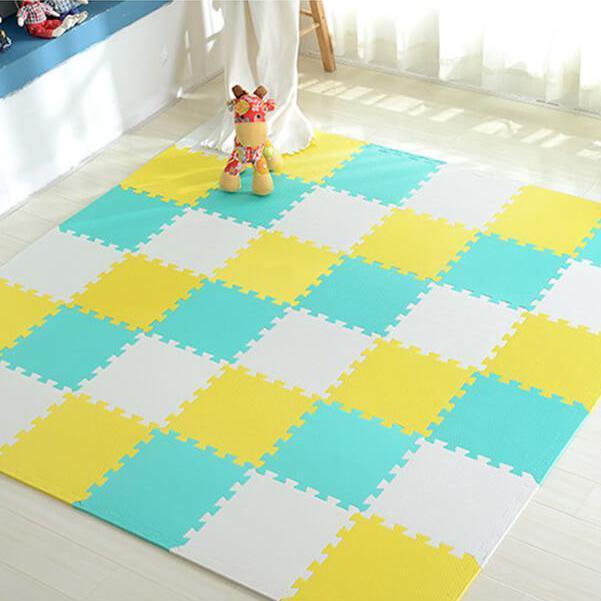 Easy-to-assemble interlocking puzzle mats for children's safe play & exercise.