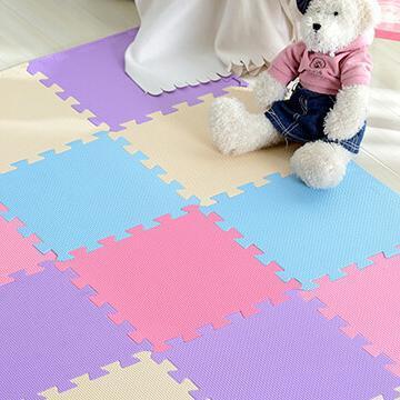 Vibrant puzzle play mats for children's room, creating a safe and stimulating environment.