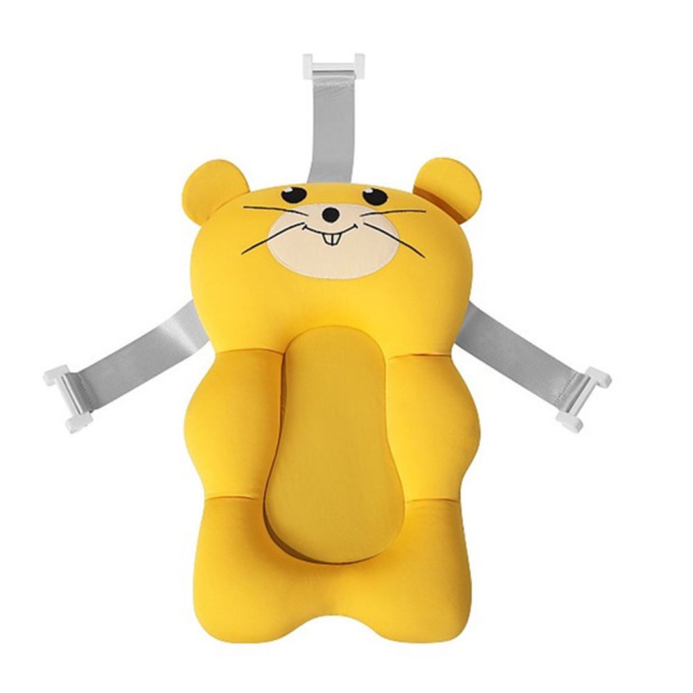 Comfy bear-themed baby bath pillow, a soft, non-slip cushion ensuring safe & enjoyable newborn bathing. Baby care.
