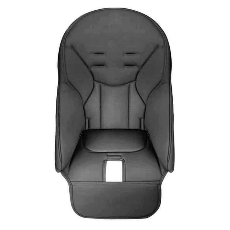 Protective infant high chair cover. Soft, washable cushion ensures toddler mealtime comfort and easy cleanup.