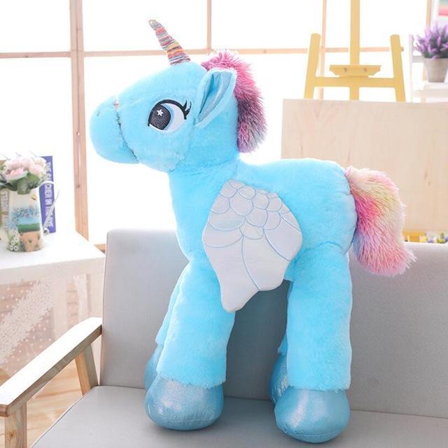 Magical soft unicorn stuffed animal for kids. This cuddly plush toy is a fantasy playtime companion and unique birthday gift.