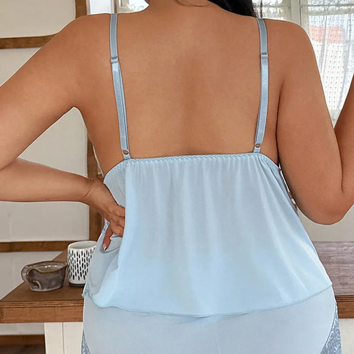Stylish women's lounge shorts with beautiful lace trim, part of a comfy pyjama set.
