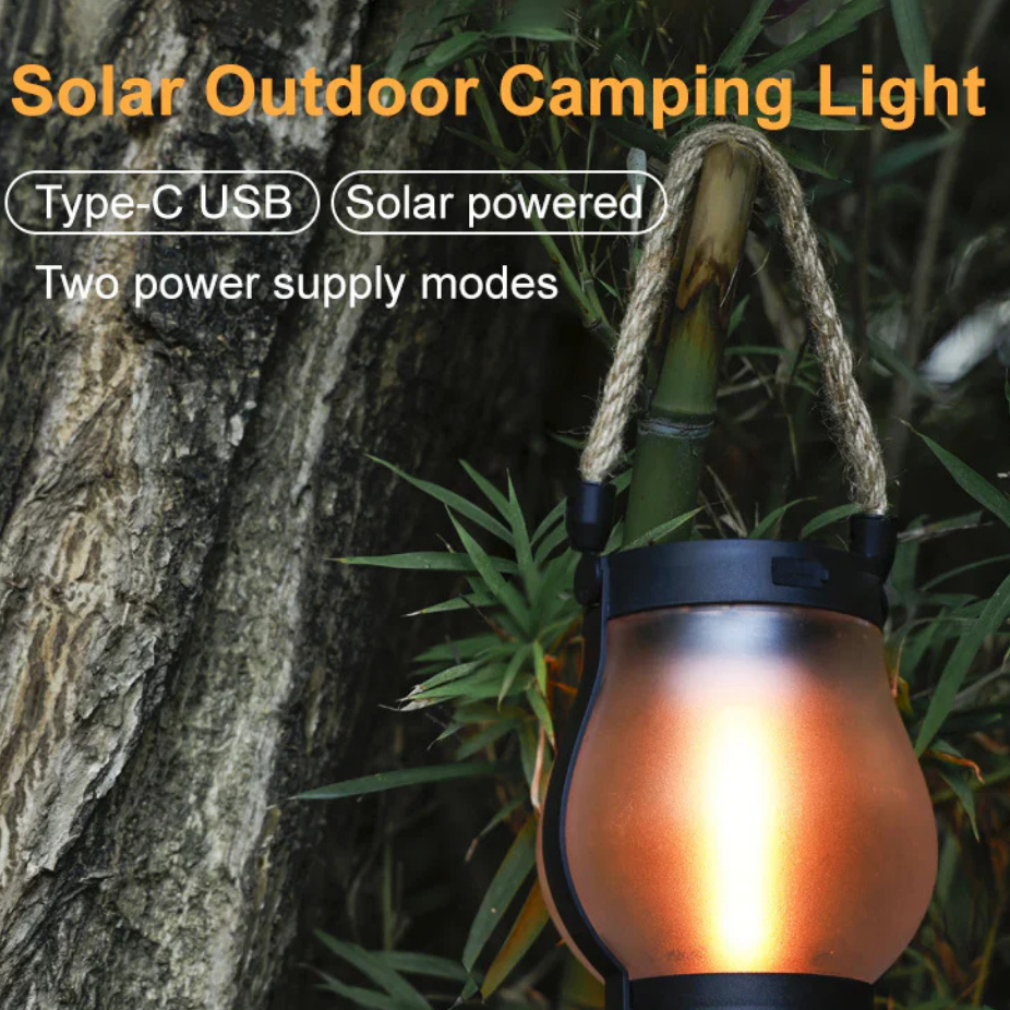 Energy-efficient solar lantern featuring a realistic LED flame. Ideal for outdoor lighting and garden decor.