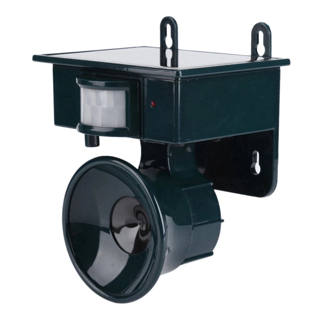 Solar motion sensor bird repeller for garden pest control, eco-friendly animal deterrent.