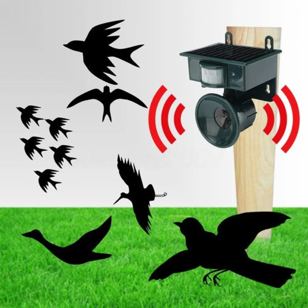View of the solar panel on the outdoor bird repeller, ensuring continuous eco-friendly operation.