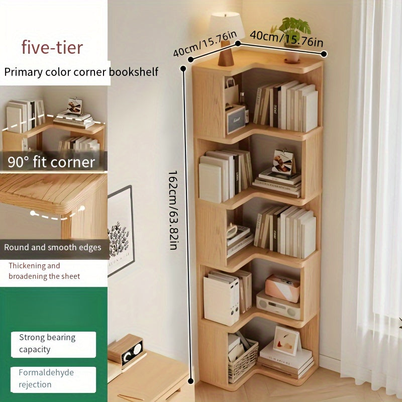 Compact solid wood corner storage cabinet. Wooden organizer for small rooms, perfect for books or decor.