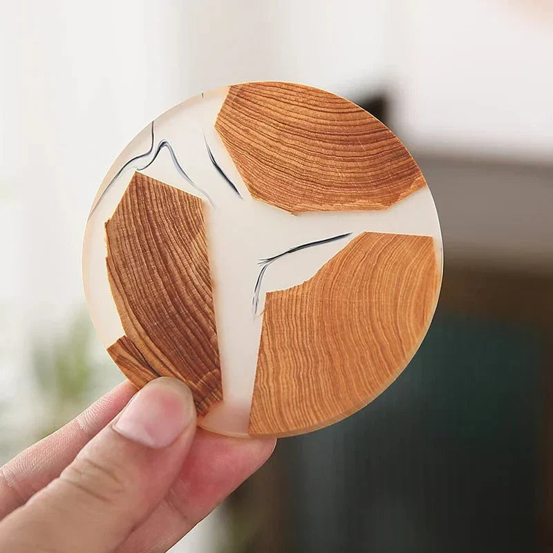 Elegant solid wood Japanese coaster gift set, ideal for kitchen & home decor.