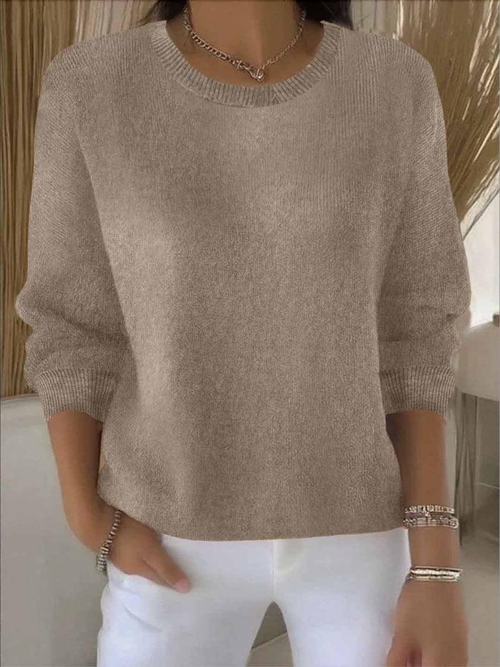 Elegant women's sophisticated sweater for comfortable fall fashion & chic winter style apparel.