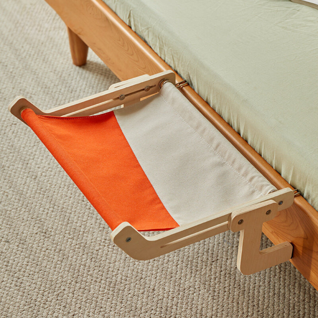 Elegant space-saving cat hammock for pet comfort; a stylish feline lounge accessory.