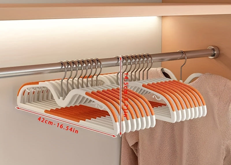 Premium non-slip plastic hangers for clothes, featuring a rotating hook for ultimate closet organization.