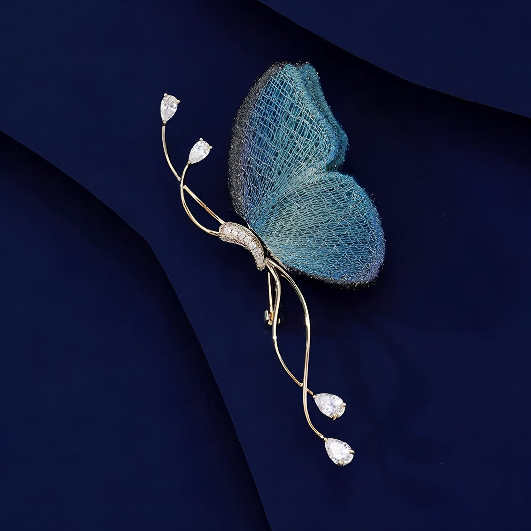 Sparkling crystal butterfly brooch pin, an elegant women's accessory perfect for any outfit.