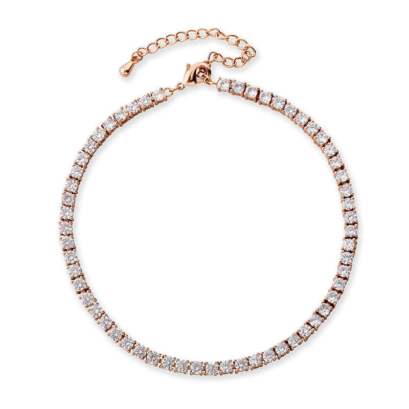 Adjustable crystal ankle bracelet, sparkling women's fashion jewelry. Ideal elegant accessory for daily wear.