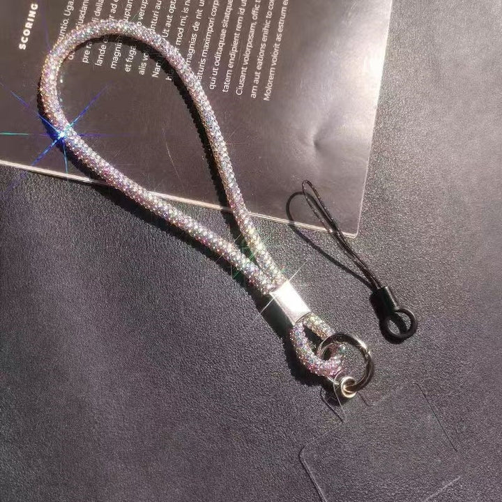 Crystal wrist strap lanyard for keychains. Sparkling and glamorous, it's a secure unisex accessory for your keys.