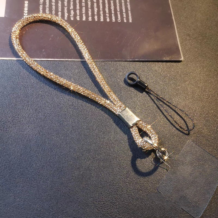 Unisex sparkling crystal wrist strap lanyard. A glamorous and practical accessory for keys, phones, and badges.