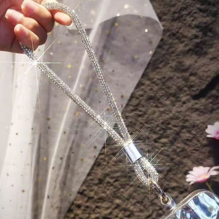 Fashionable sparkling crystal wrist strap. A glamorous unisex gift, perfect for keys, phones, or ID badges.