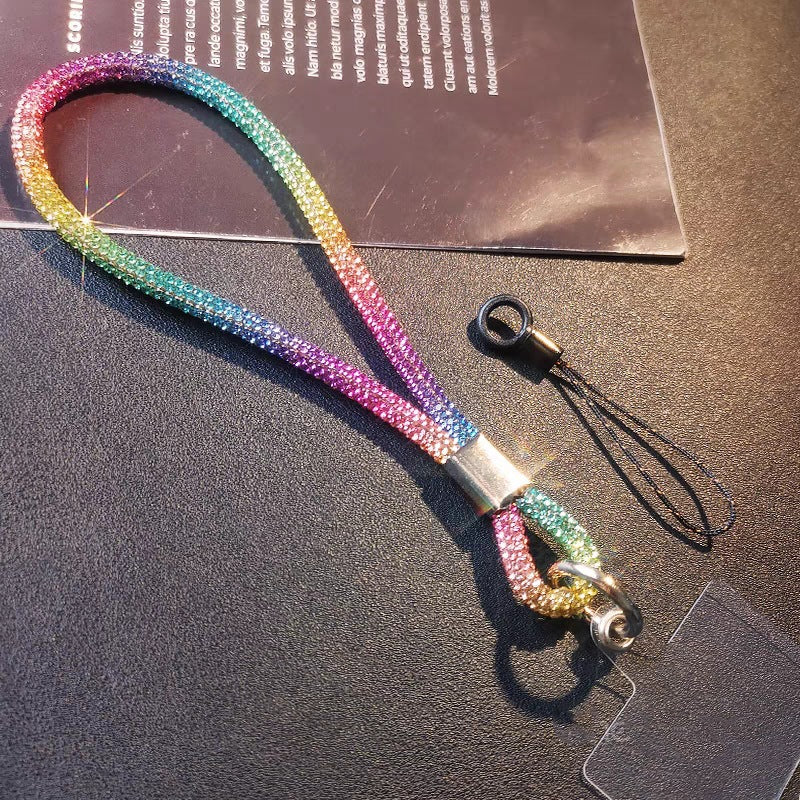 Elegant crystal wrist strap lanyard. Practical and glamorous accessory for phones, keys, or badge holders. Unisex.