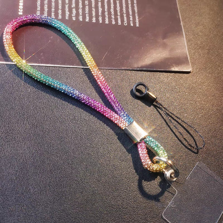 Elegant crystal wrist strap lanyard. Practical and glamorous accessory for phones, keys, or badge holders. Unisex.