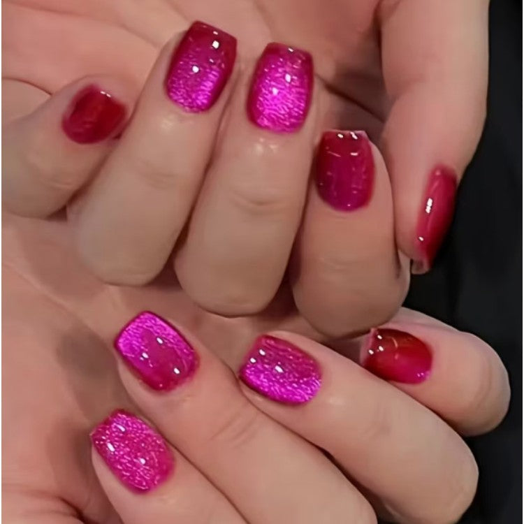 Sparkling glitter press-on nails for women, offering instant glamour & a quick, easy manicure.