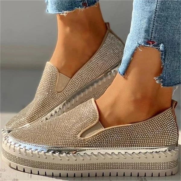 Elegant black sparkling slip-on shoes for women. Perfect party shoes or stylish casual summer footwear. Lightweight & comfy.