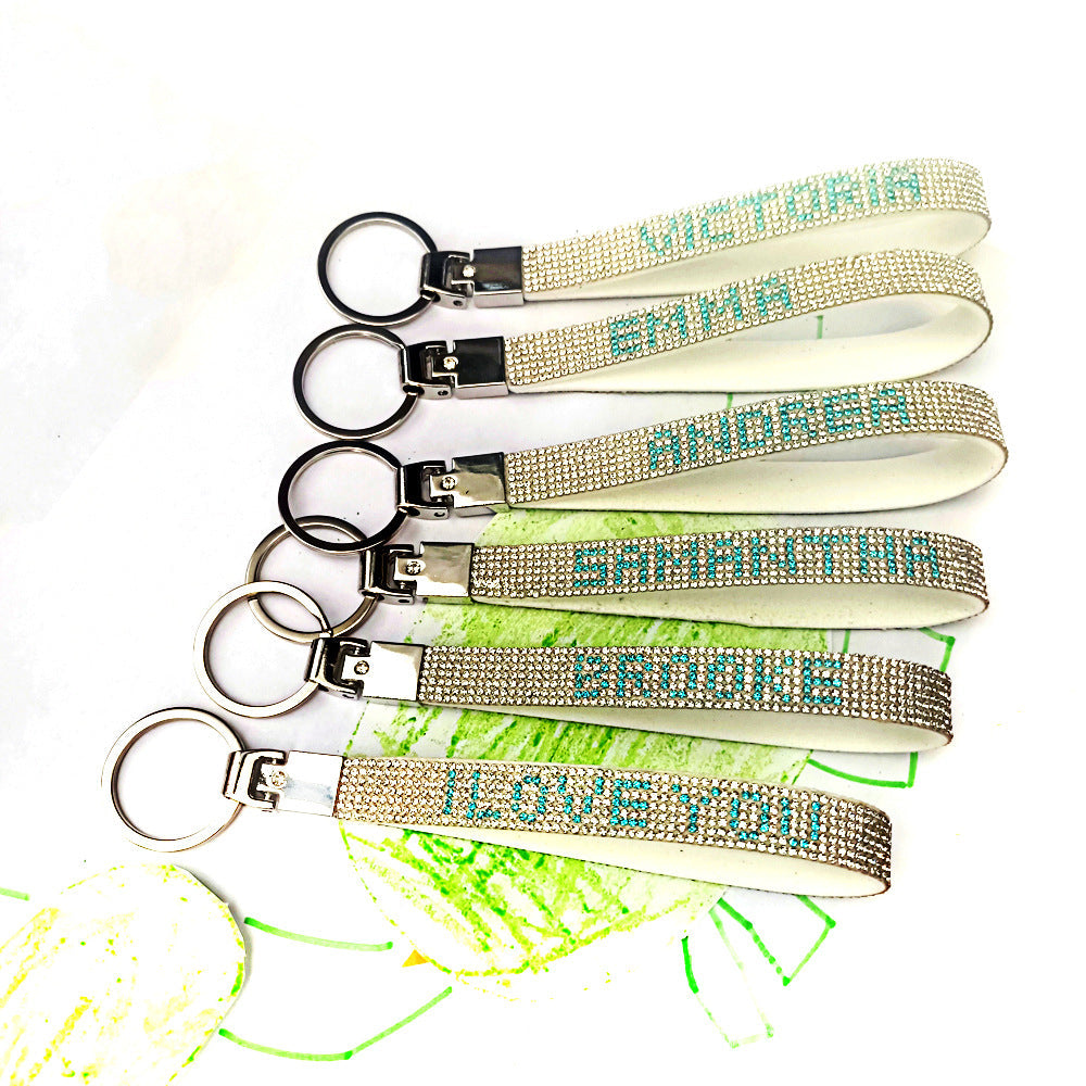 Sparkling 'I Love You' rhinestone keychain. Durable unisex key holder & bag accessory. Perfect gift.