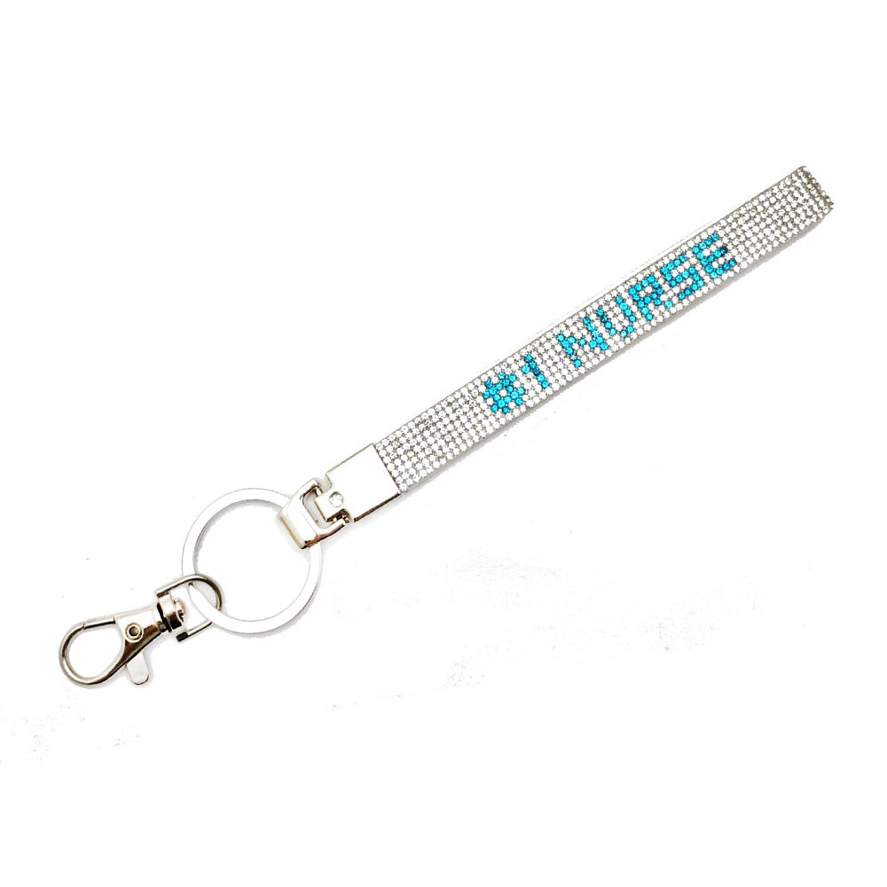 Glistening 'I Love You' rhinestone keychain. Durable unisex key holder, stylish sparkling gift accessory.