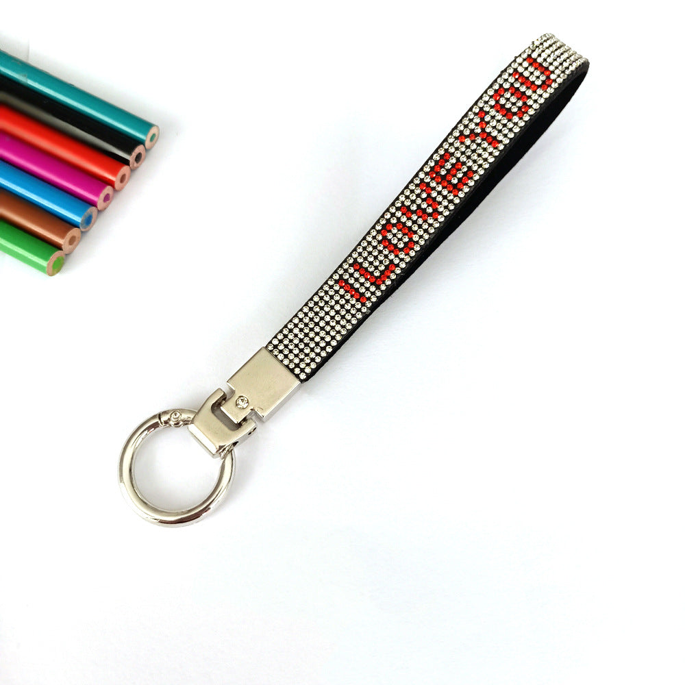 Shiny 'I Love You' rhinestone keychain. Durable, sparkling love accessory for keys, bags, a great gift.