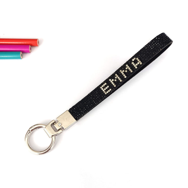 Fashionable 'I Love You' rhinestone keychain charm. Unisex sparkling love gift, durable key & bag accessory.