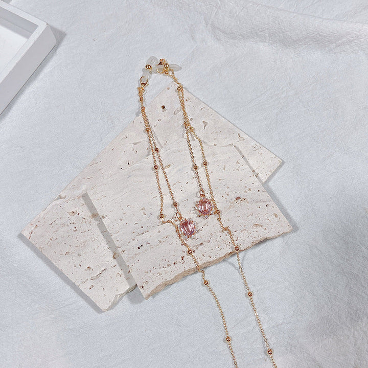 Women's elegant crystal pendant necklace, sparkling rose pink stone and adjustable silver-tone chain.