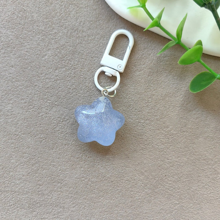 Elegant sparkling heart keychain, women's resin glitter bag accessory gift.