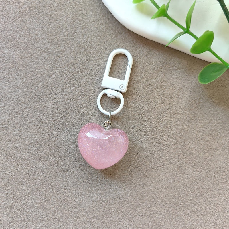Charming sparkling heart keychain, women's cute glitter key holder for bags.