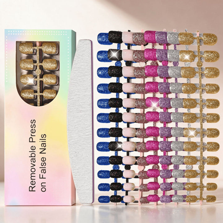 Sparkling press-on nails for women, instant glamorous manicure with easy application and dazzling finish.