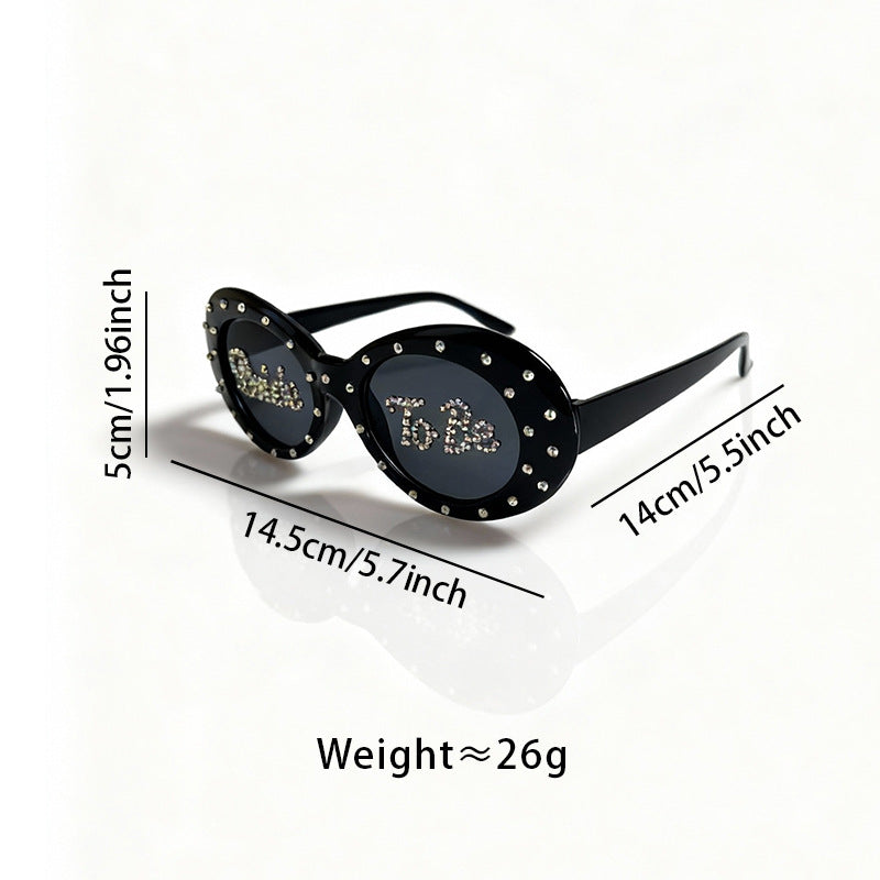 Glamorous sparkling cat-eye rhinestone party sunglasses for bachelorette & bridal shower.