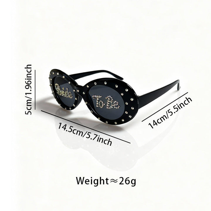 Glamorous sparkling cat-eye rhinestone party sunglasses for bachelorette & bridal shower.
