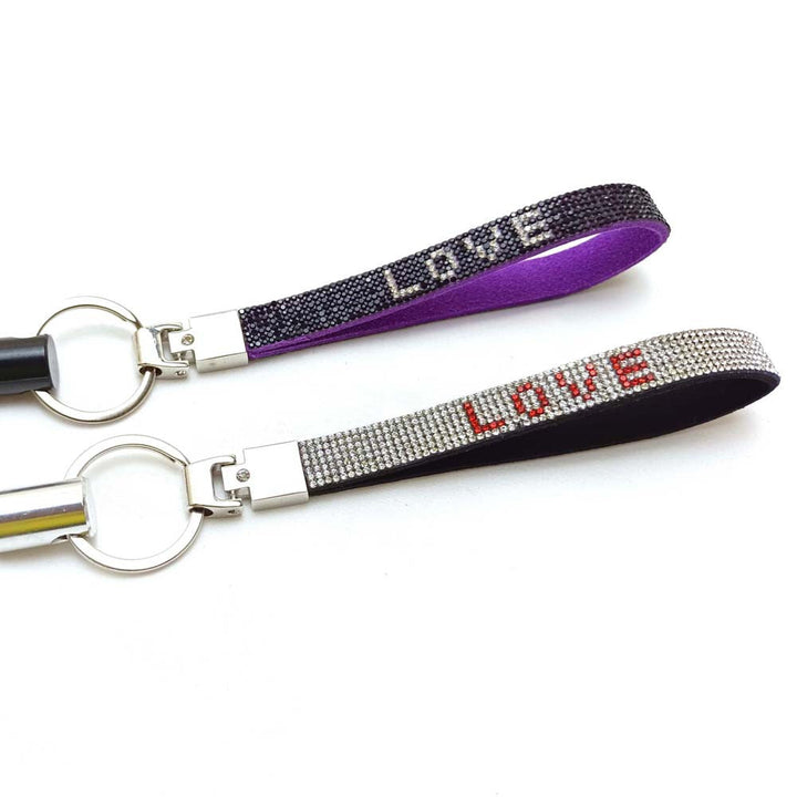 Dazzling love heart keychain with colorful rhinestones, a chic gift for her.