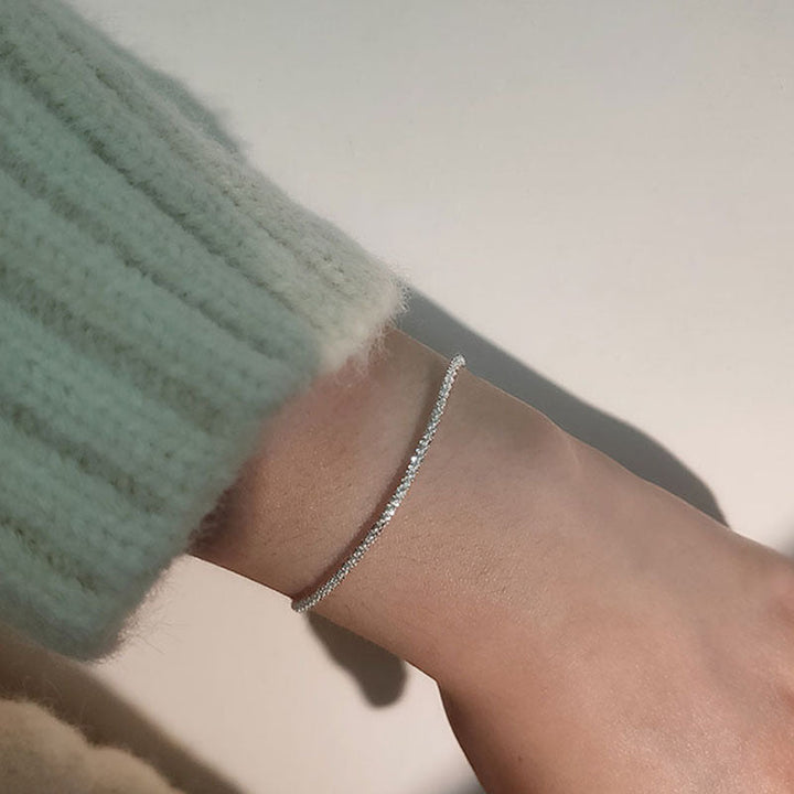 Sparkling silver crystal ankle bracelet for women, adjustable & elegant. Perfect summer fashion jewelry.
