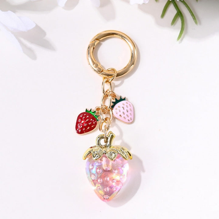 Unique sparkling strawberry key accessory, a lovely present.